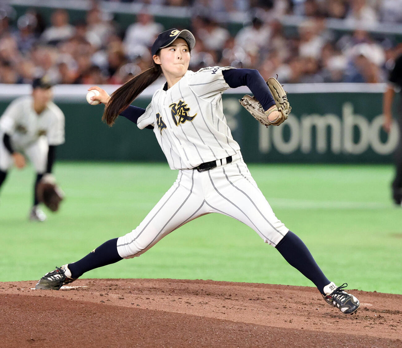 KOBE CHIBEN対高校女子選抜　高校女子選抜先発の山戸優菜（撮影・浅見桂子）