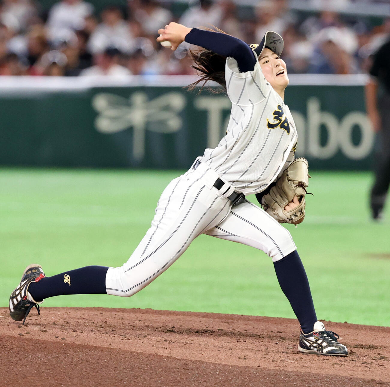 KOBE CHIBEN対高校女子選抜　高校女子選抜先発の山戸優菜（撮影・浅見桂子）
