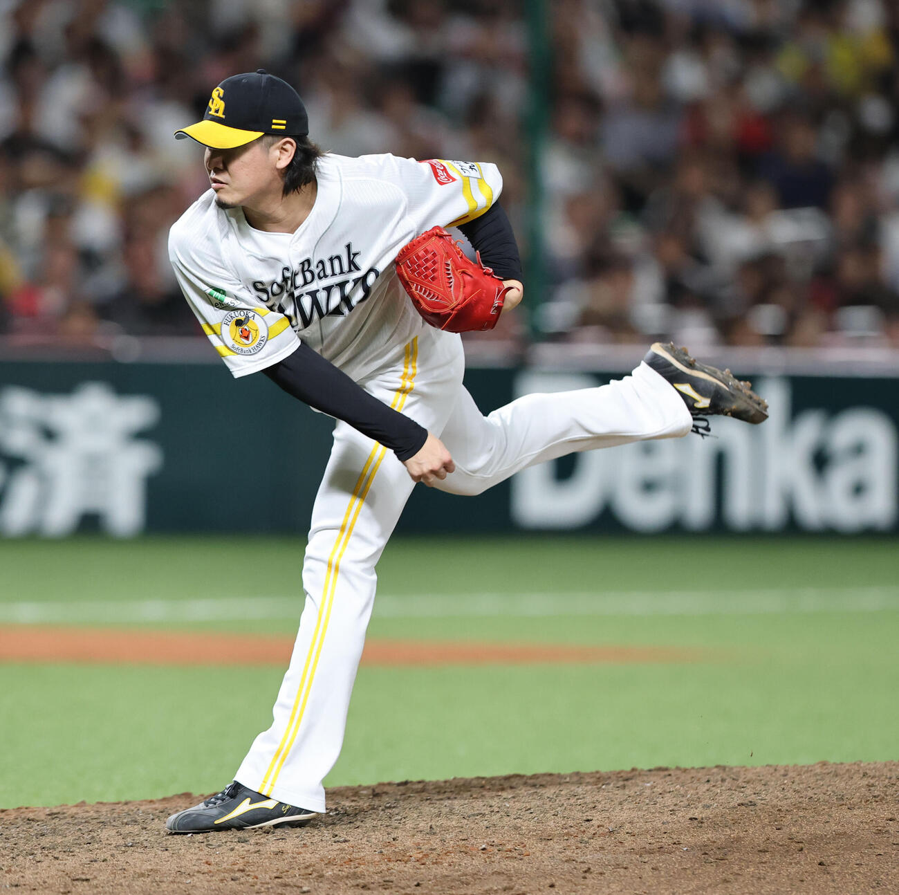 ソフトバンク対ロッテ　9回に登板したソフトバンク杉山一樹（撮影・梅根麻紀）