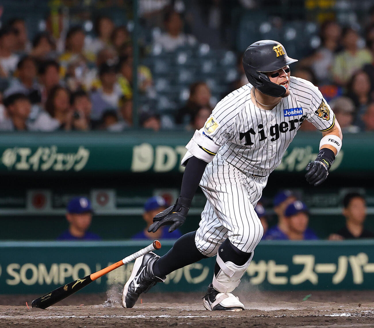 阪神対中日　9回裏阪神2死、佐藤輝明は二ゴロに倒れる（撮影・上田博志）