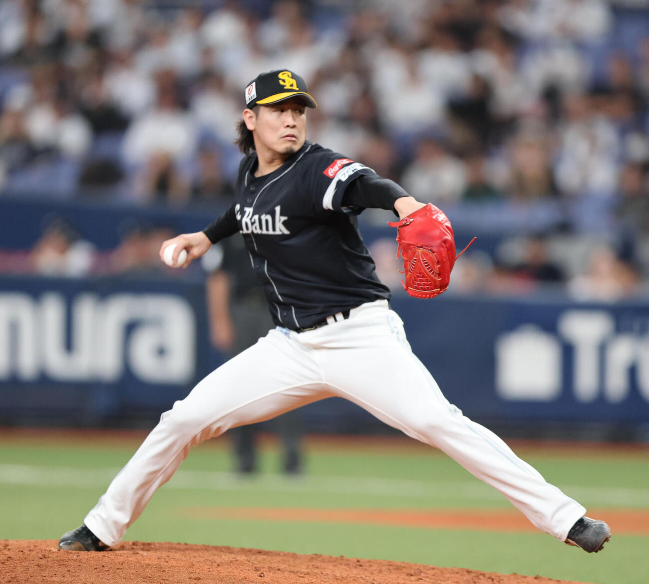 ソフトバンク対オリックス　9回に登板したソフトバンク杉山一樹（撮影・梅根麻紀）