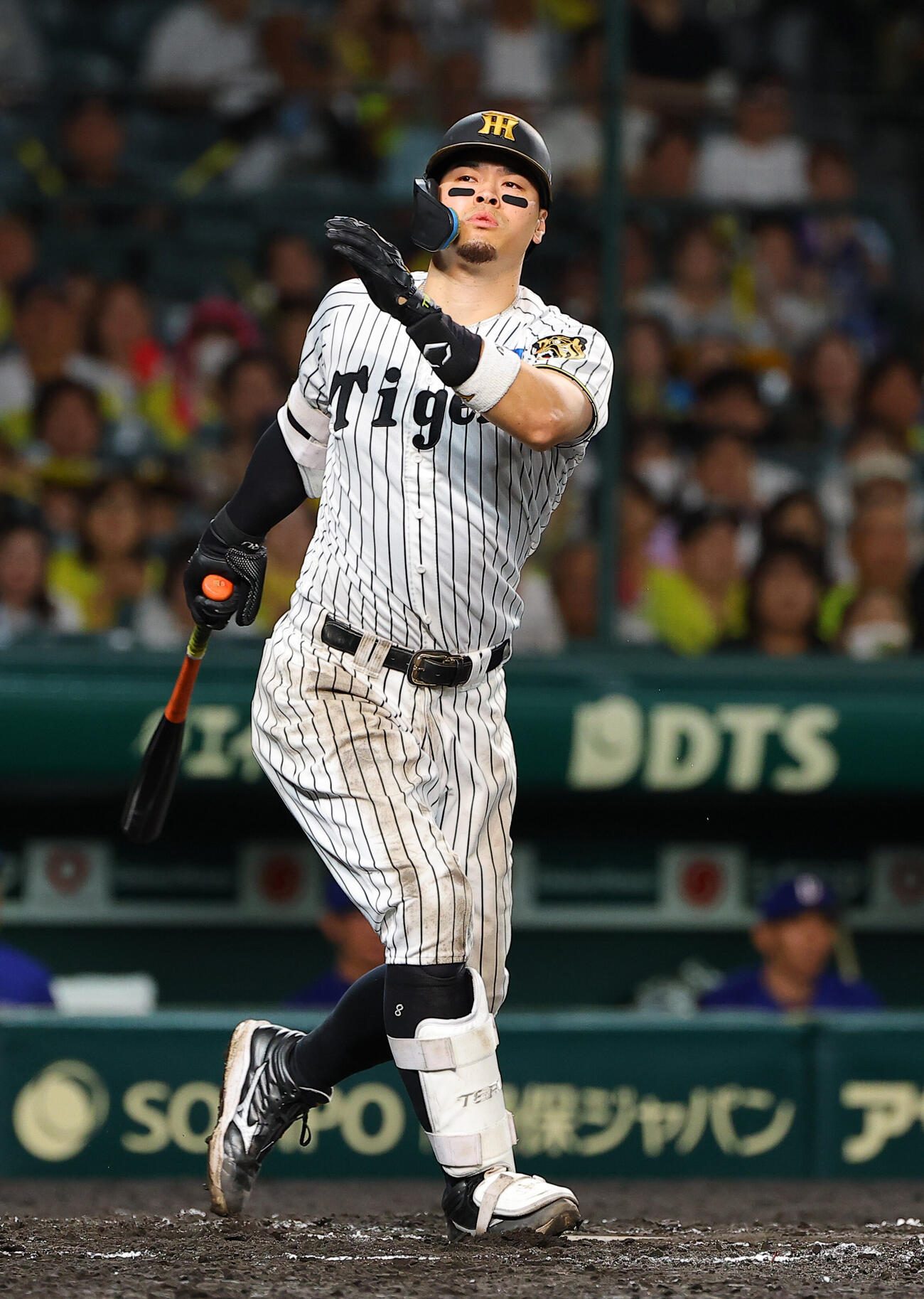 阪神対中日　7回裏阪神2死一塁、佐藤輝明は三振に倒れる（撮影・上田博志）