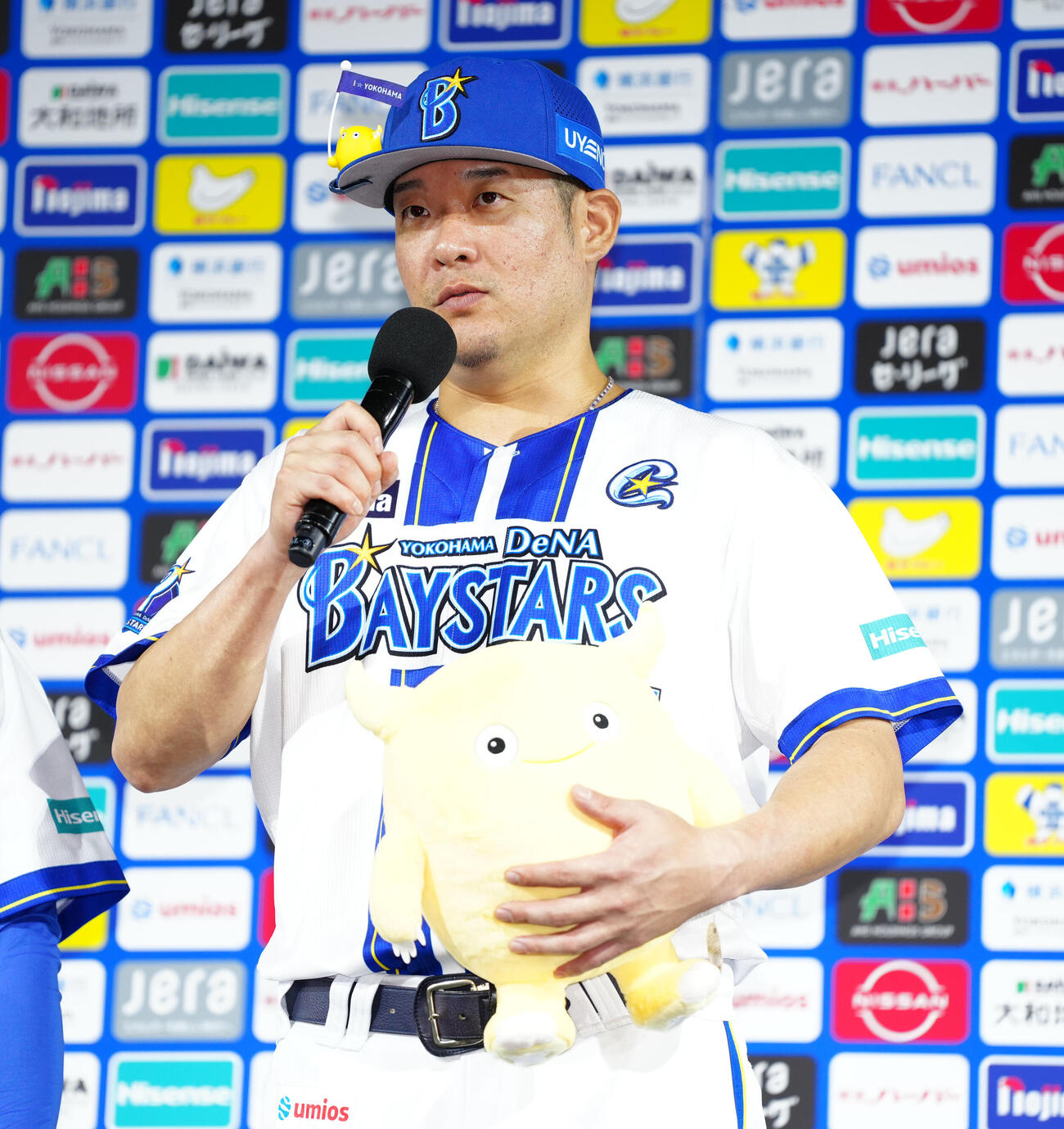 DeNA対巨人　ヒーローインタビューに臨むDeNA筒香嘉智（撮影・鈴木みどり）