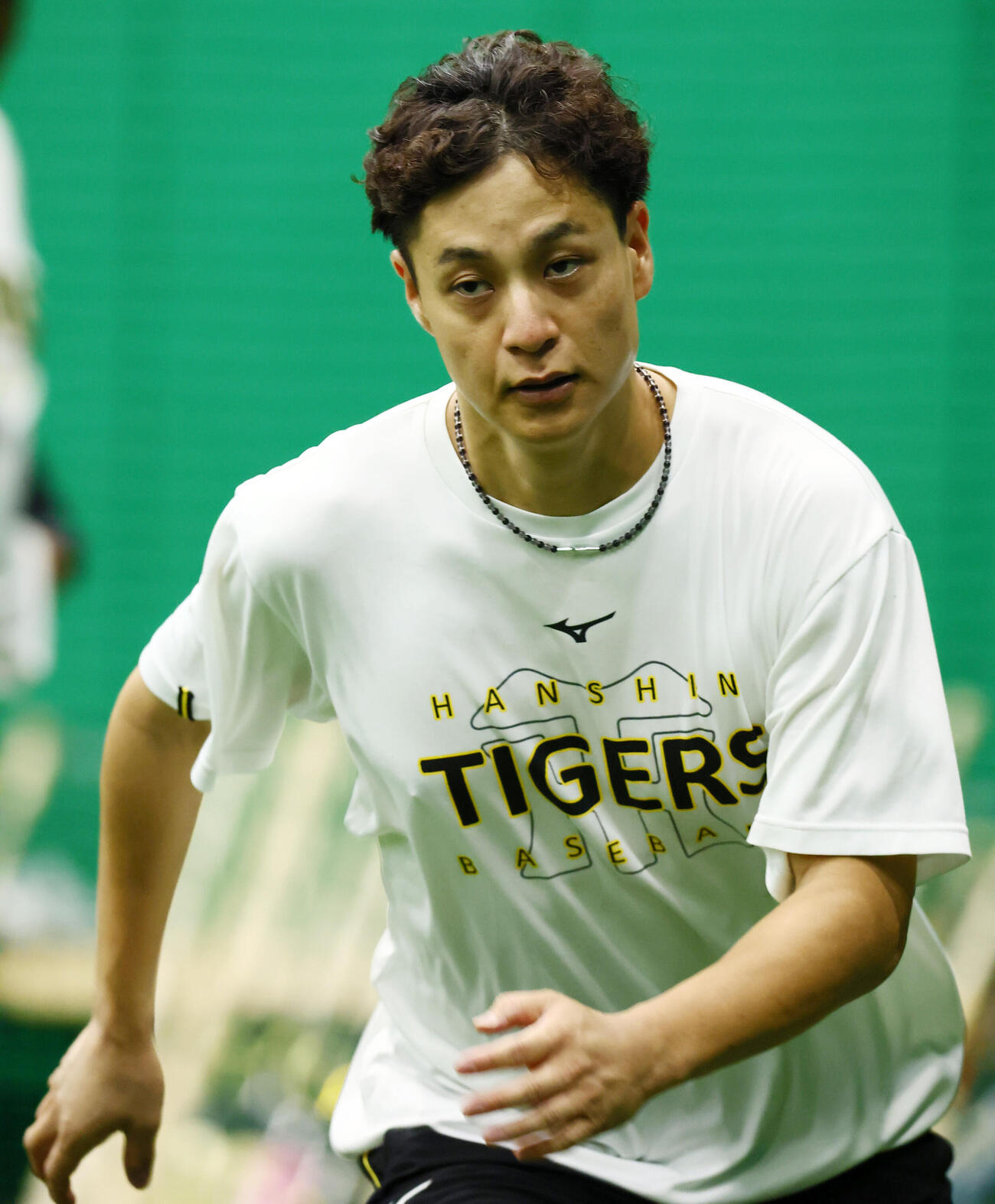 指名練習に参加し駆け出す阪神大竹耕太郎(撮影・加藤哉）