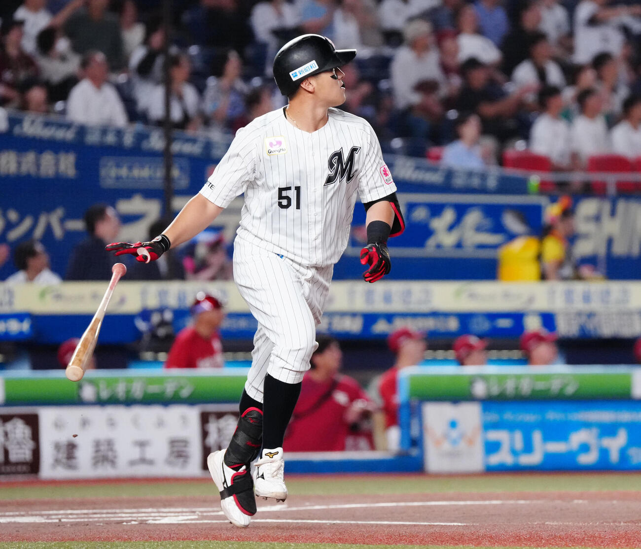 ロッテ対楽天　1回裏ロッテ無死、先頭打者本塁打を放つ山口航輝（撮影・鈴木みどり）