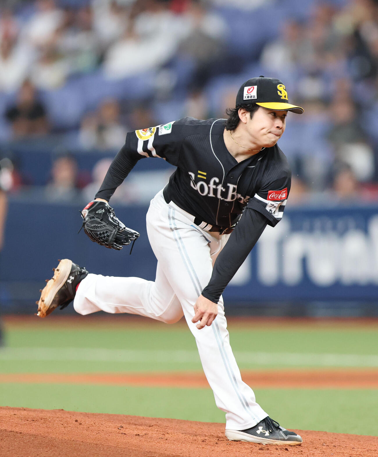 ソフトバンク対オリックス　先発のソフトバンク松本晴（撮影・梅根麻紀）