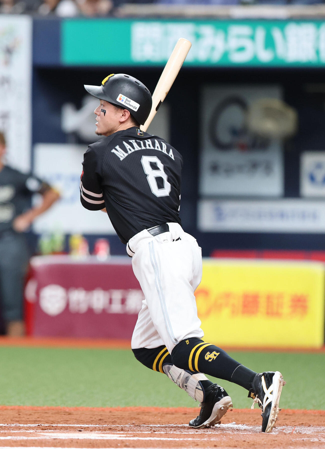 ソフトバンク対オリックス　6回表ソフトバンク1死二、三塁、牧原大成は右越えに勝ち越しとなる2点適時三塁打を放つ（撮影・梅根麻紀）