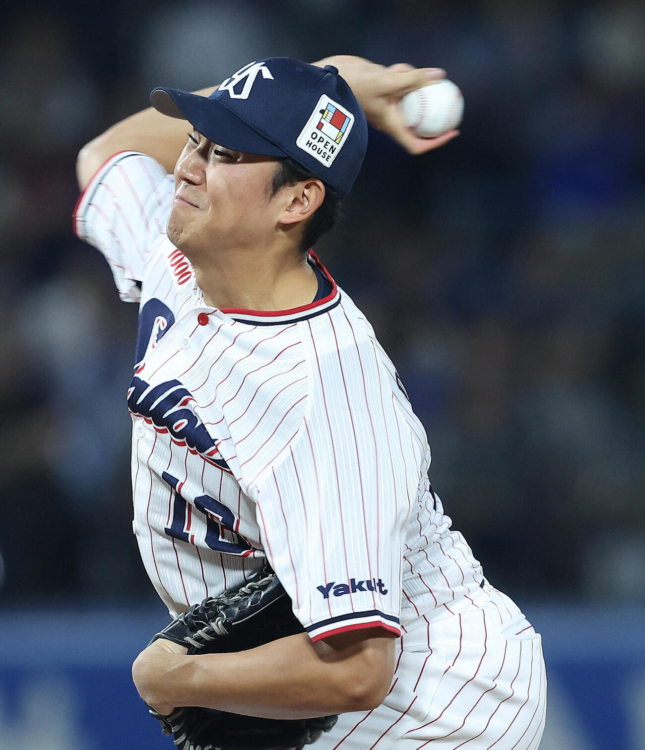 ヤクルト対DeNA　先発登板で力投するヤクルト奥川恭伸（撮影・河田真司）