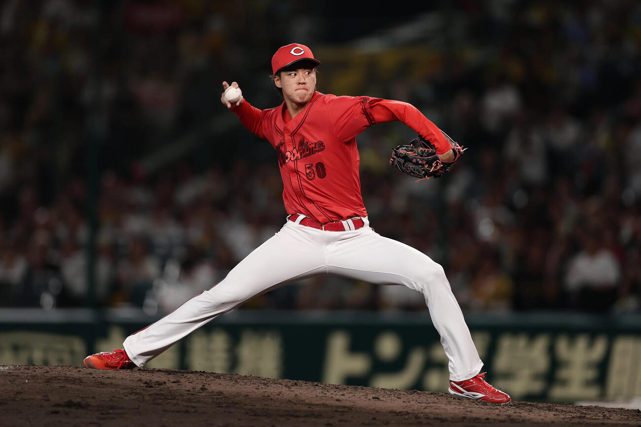 阪神対広島　広島3番手の杉田健（撮影・前田充）