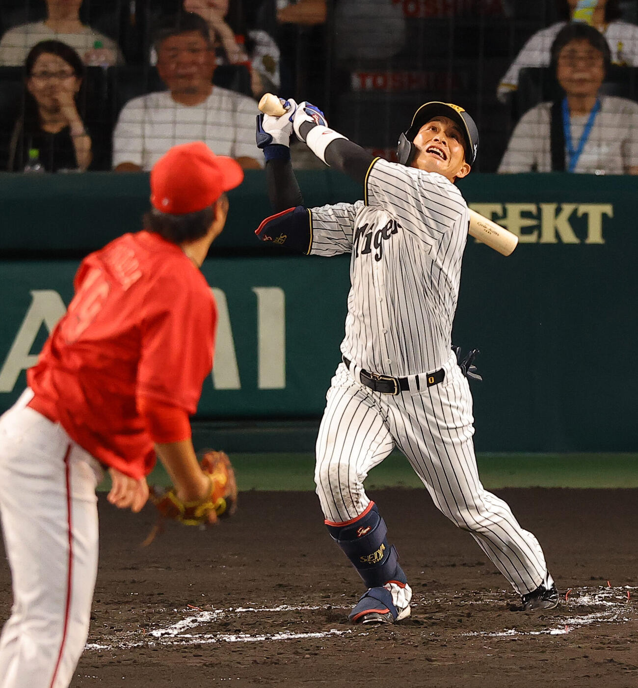 阪神対広島　1回裏阪神2死三塁、木浪聖也は遊飛に倒れる（撮影・上田博志）