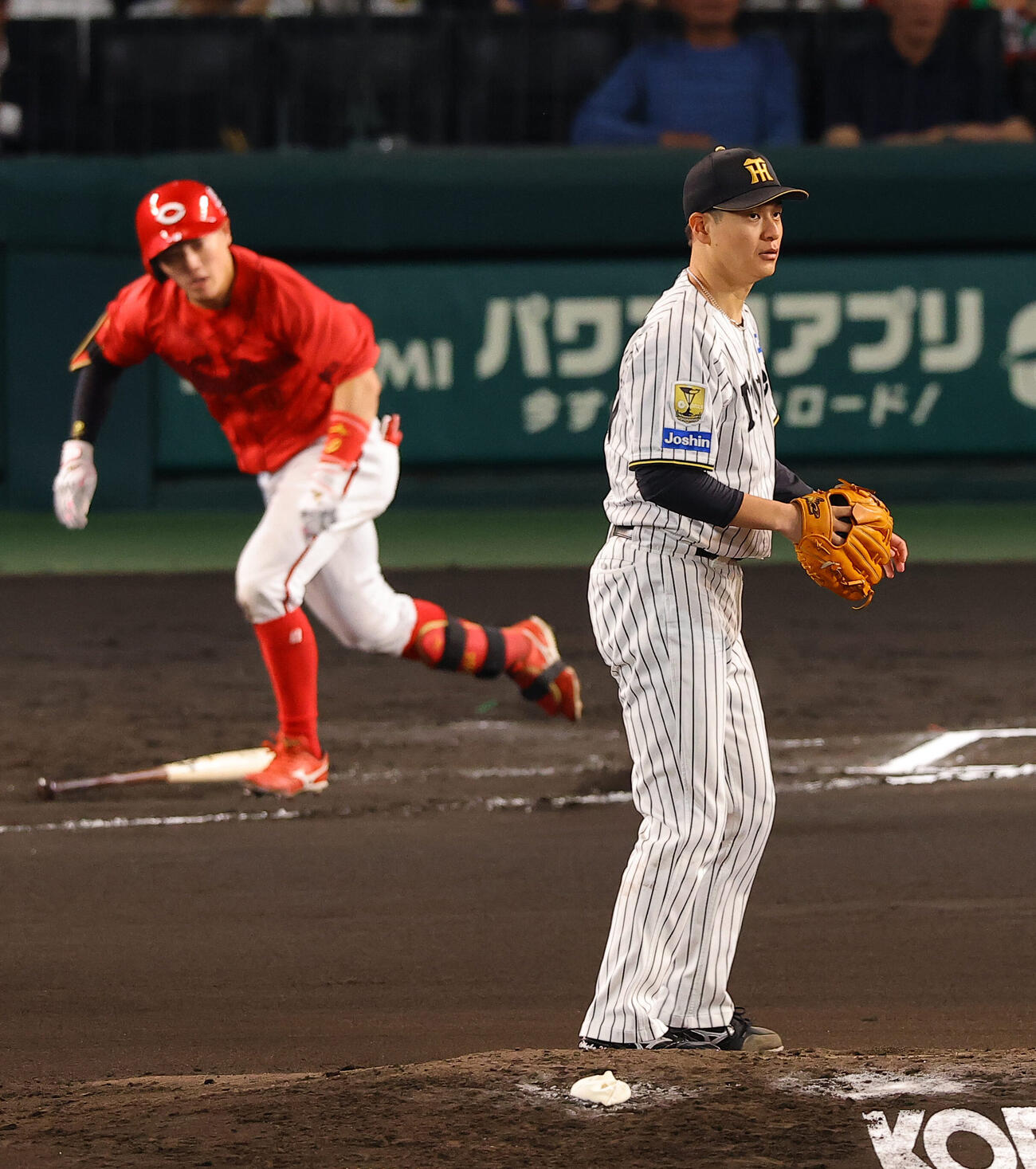 阪神対広島　6回表広島無死、大竹耕太郎は勝田成に安打を許す（撮影・上田博志）