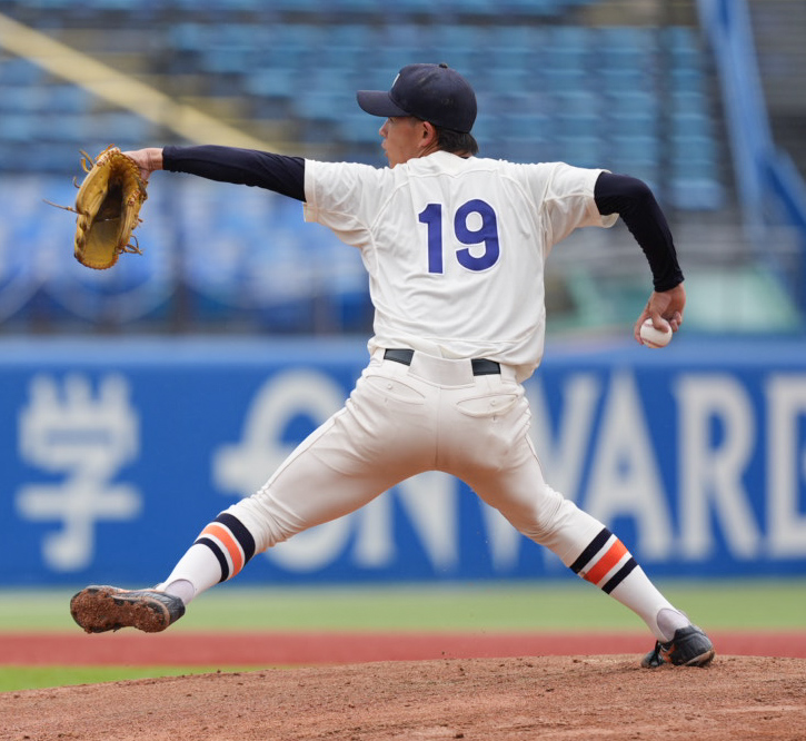 立大対法大　法大先発の菅井颯（撮影・小沢裕）