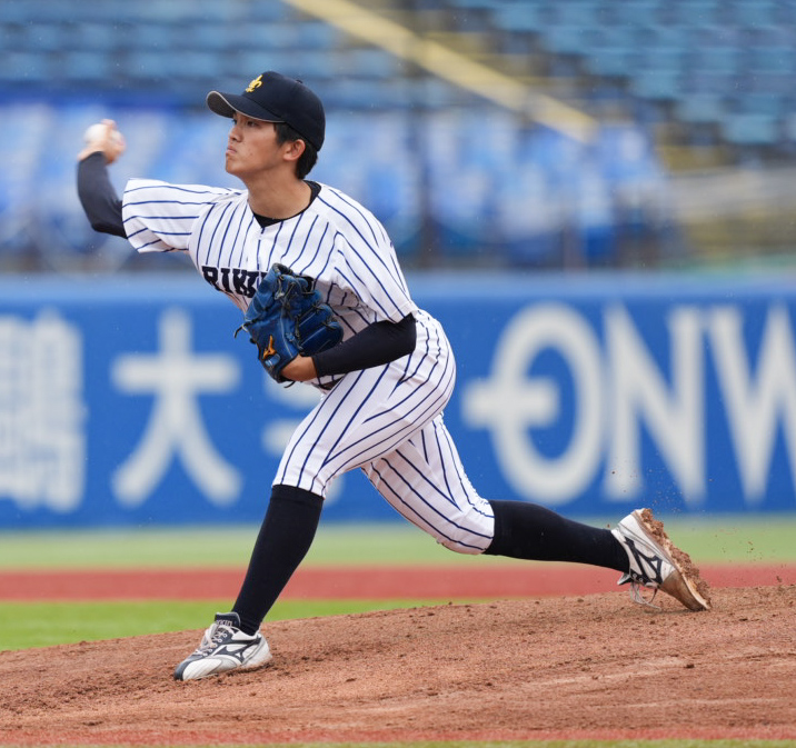 立大対法大　立大先発の道本想　（撮影・小沢裕）
