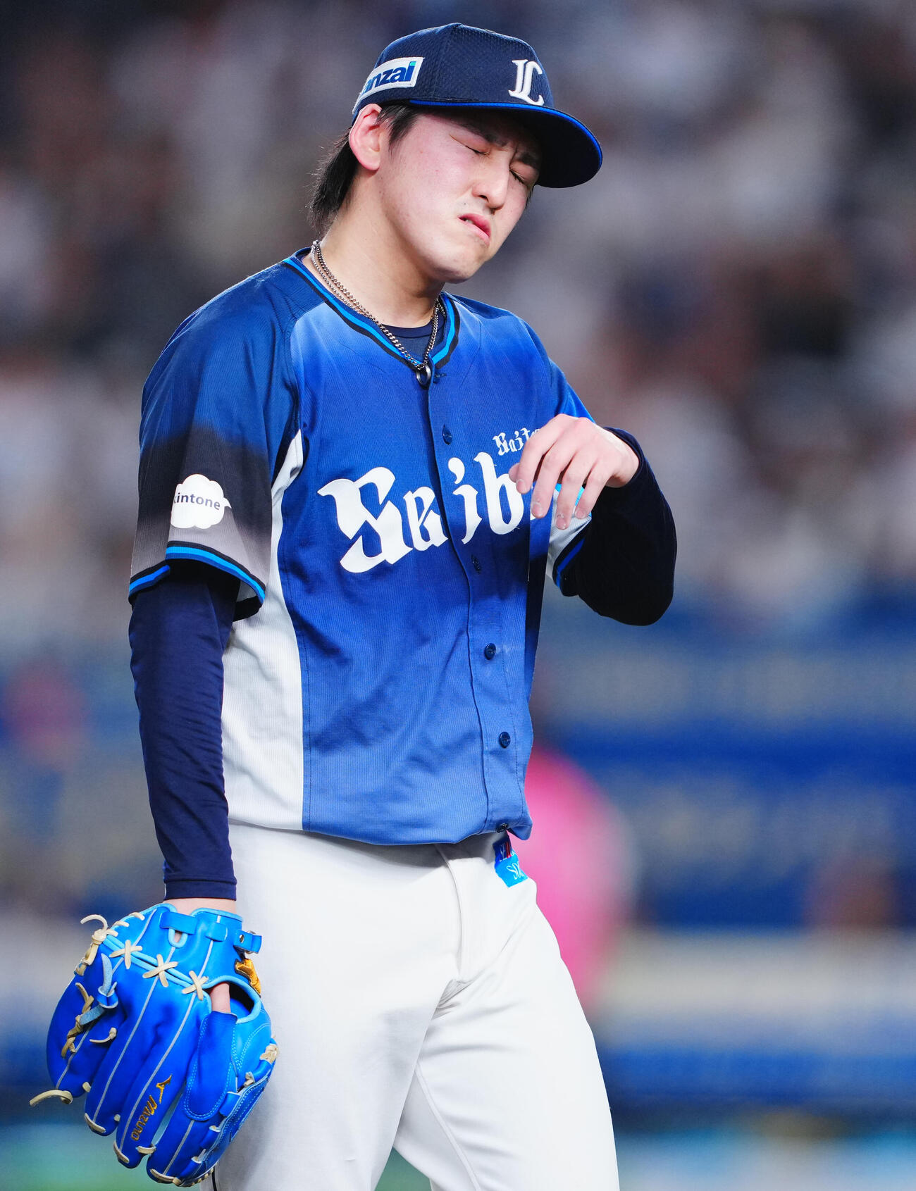 ロッテ対西武　7回裏の登板を終え2失点の西武隅田知一郎は悔しげな表情（撮影・垰建太）
