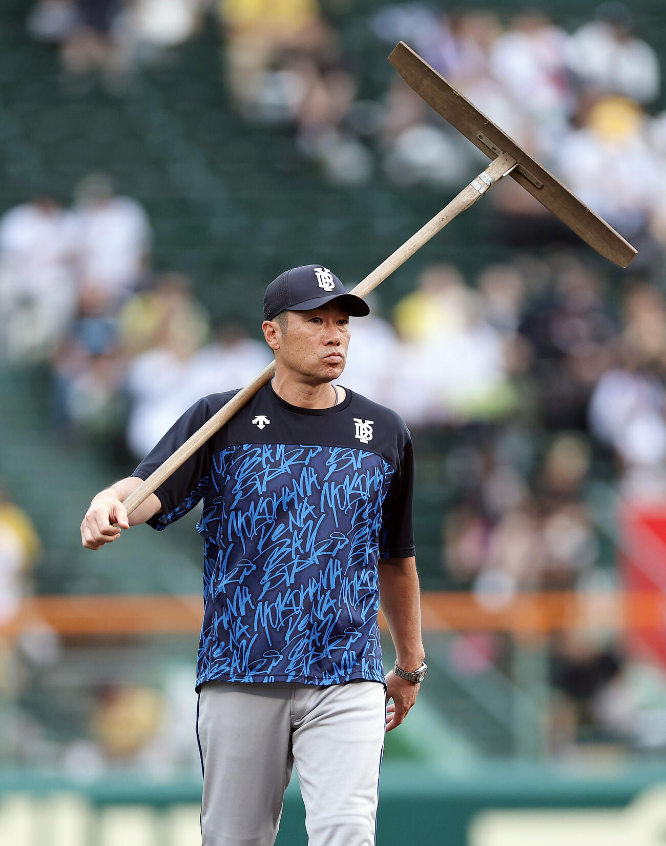 阪神対DeNA　試合前練習を見守るDeNA相川亮二監督（撮影・前田充）