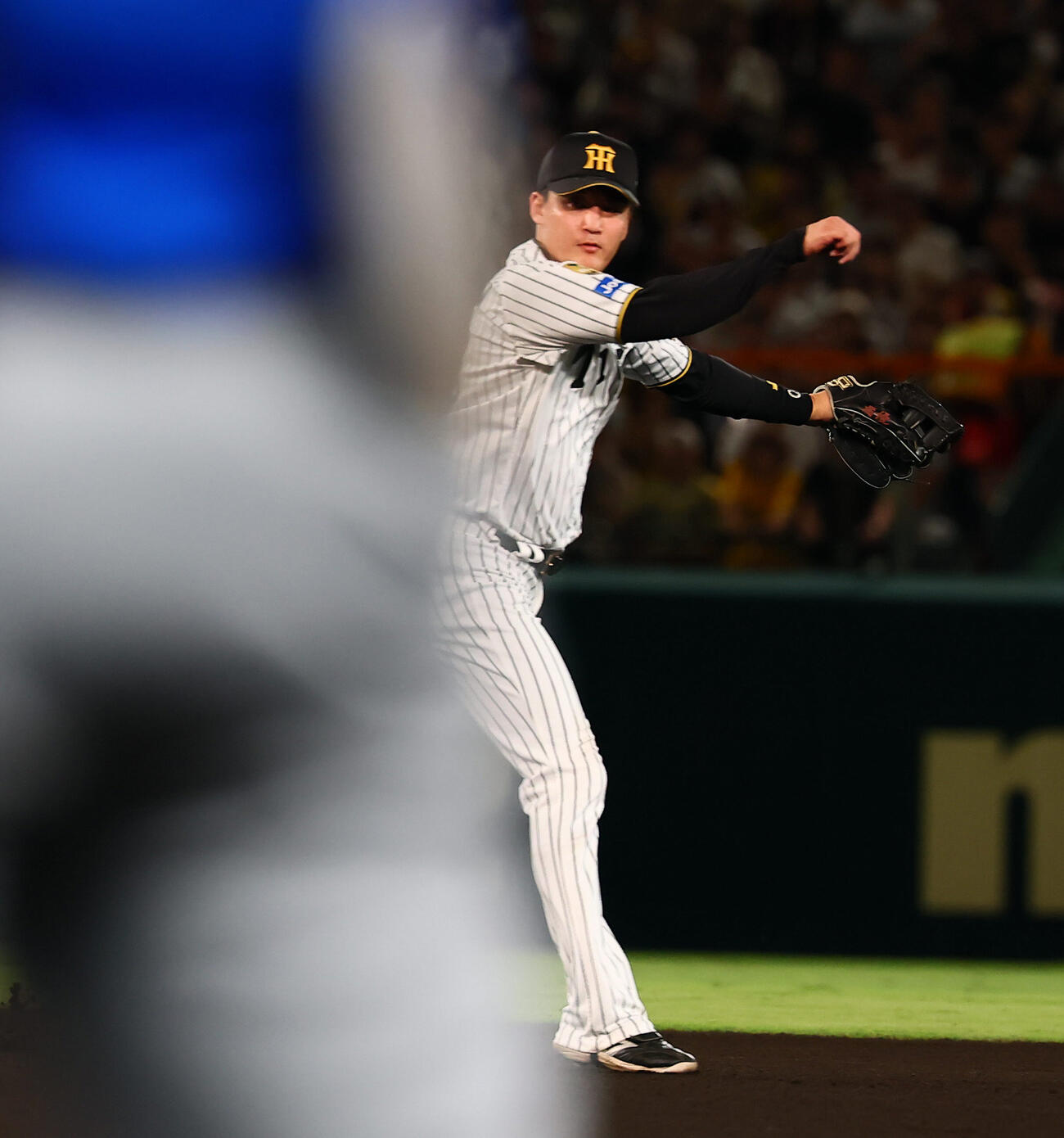 阪神対DeNA 6回表DeNA1死、元山飛優は宮崎敏郎の打球を好捕（撮影・加藤哉）