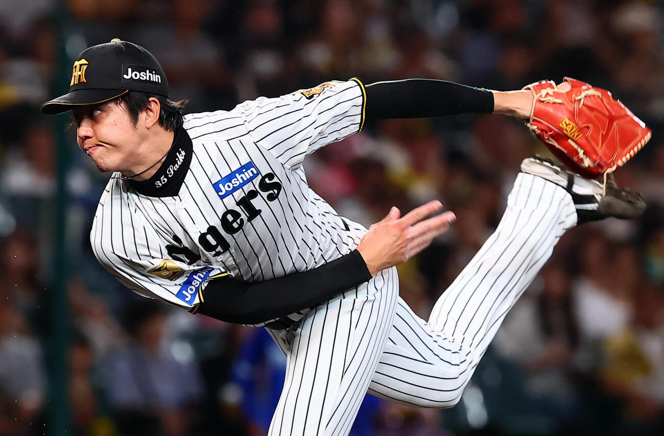 阪神対DeNA DeNA戦に先発する阪神才木浩人（撮影・加藤哉）