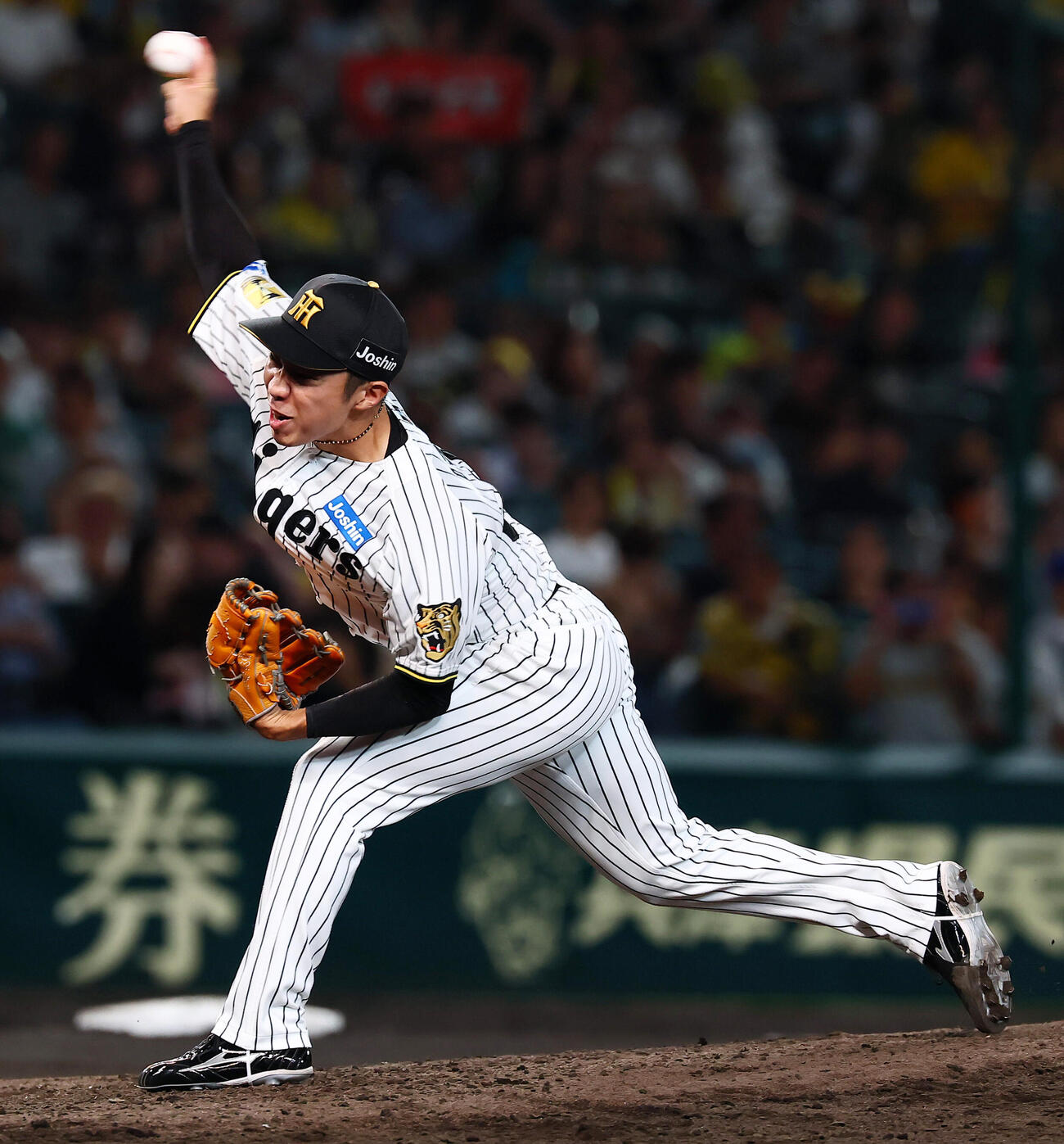 阪神対DeNA 8回表、阪神2番手で登板する石井大智（撮影・加藤哉）