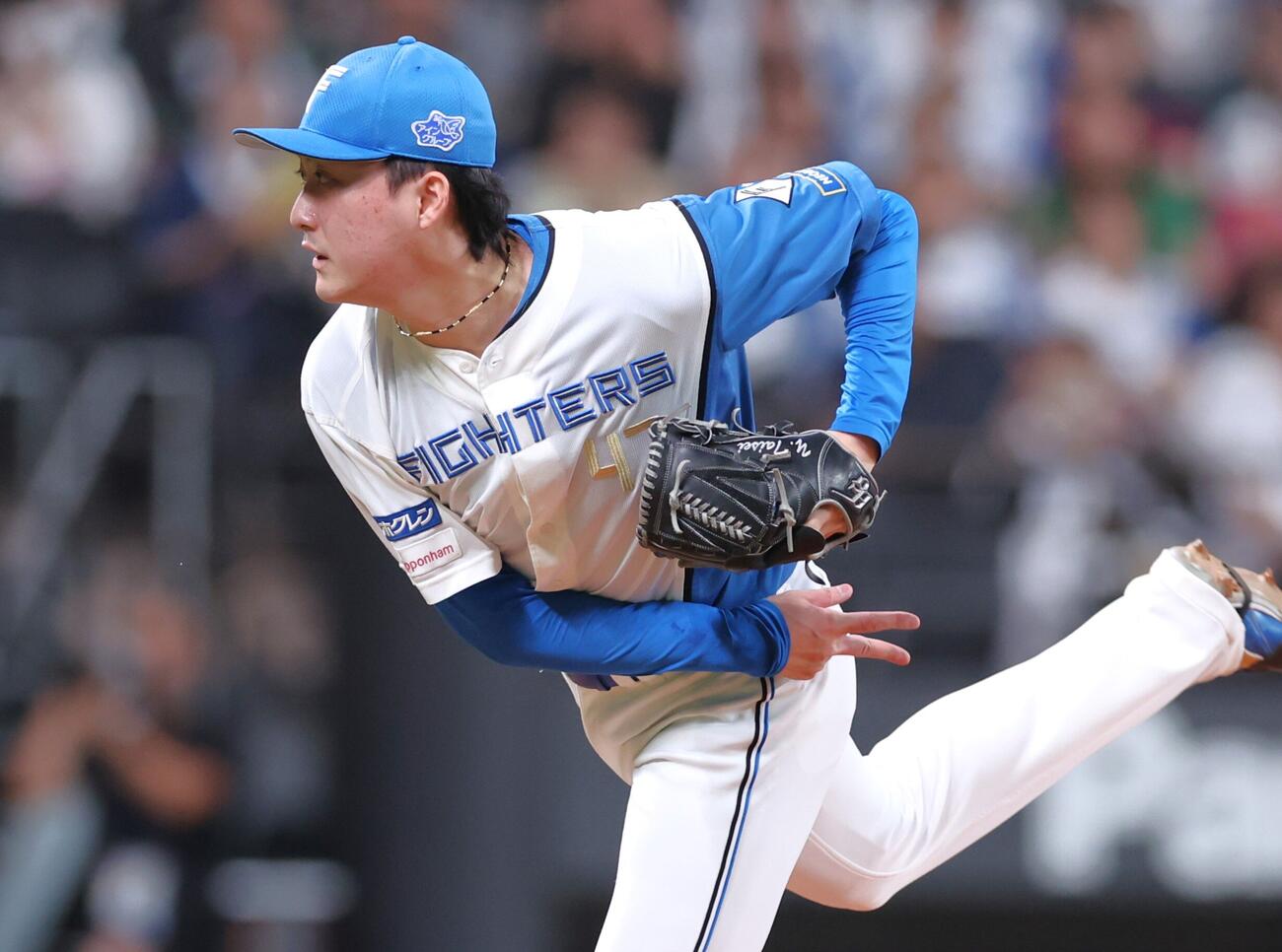 日本ハム対オリックス　9回に登板の柳川大晟（撮影・黒川智章）