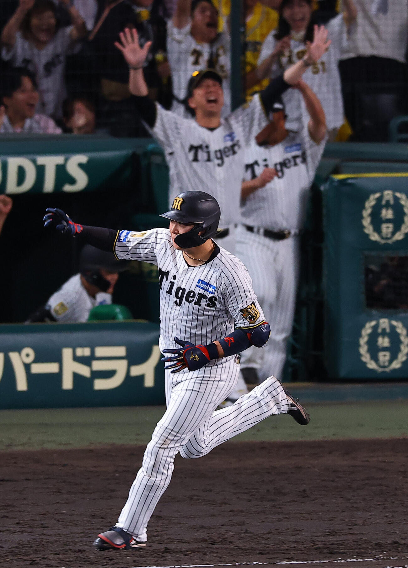 阪神対DeNA 11回裏阪神1死、サヨナラ本塁打を放つ大山悠輔（撮影・前田充）