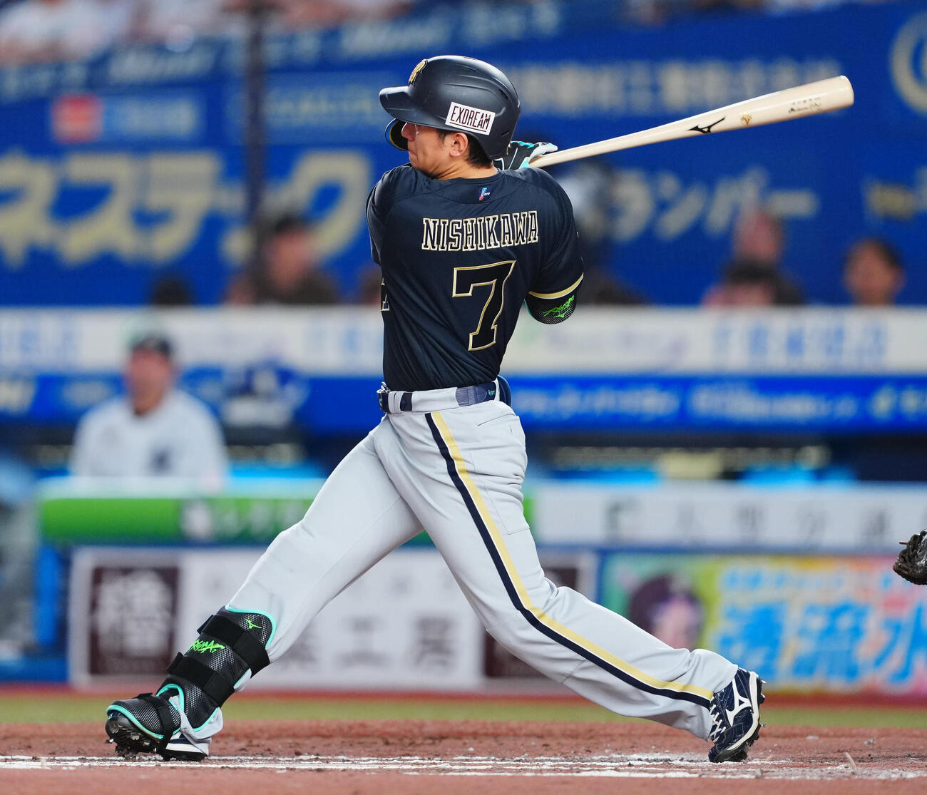 ロッテ対オリックス　7回表オリックス無死一塁、右前打を放つ西川龍馬（撮影・垰建太）