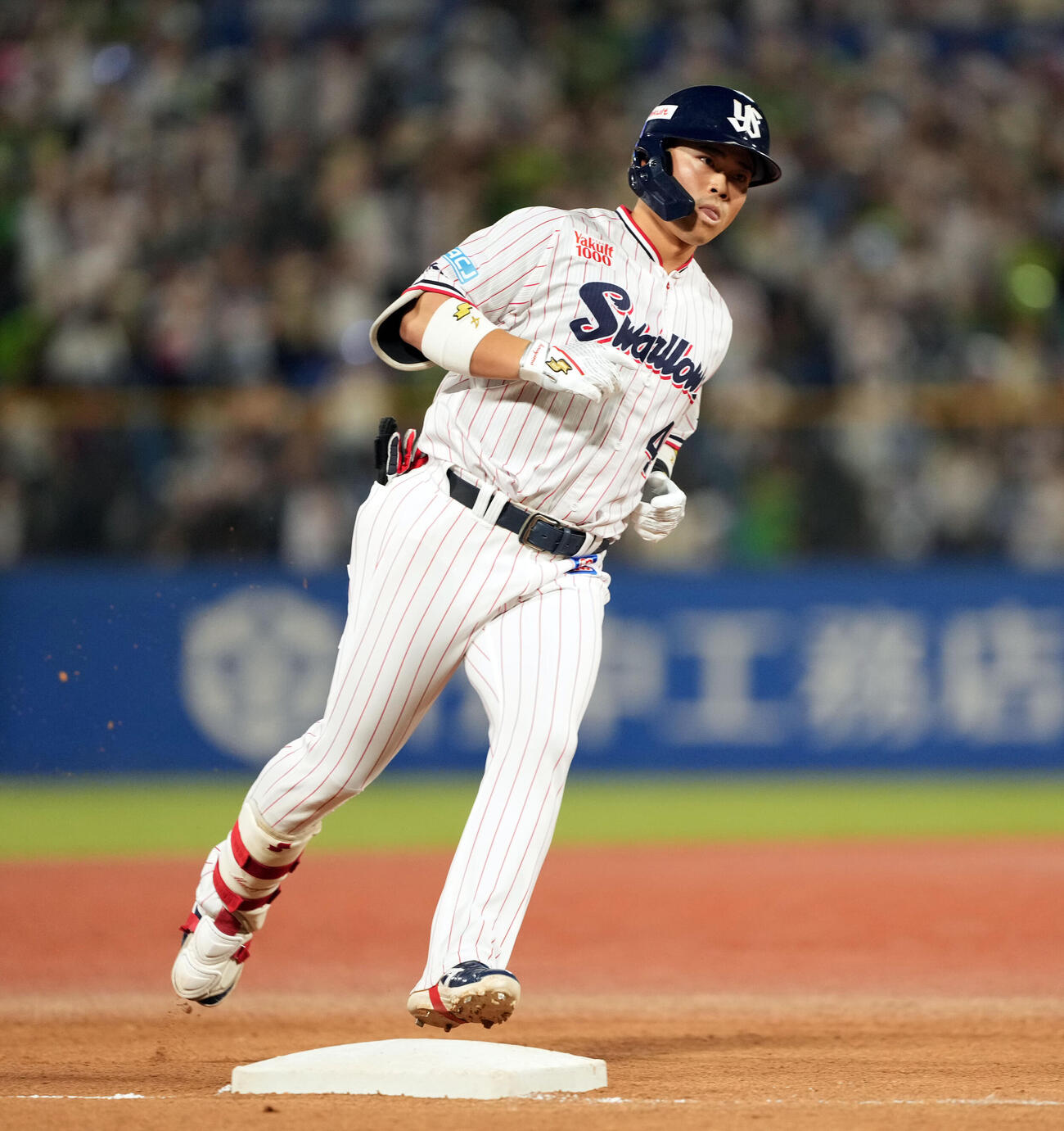 ヤクルト対阪神　7回裏ヤクルト2死、同点ソロ本塁打を放った丸山和郁（撮影・たえ見朱実）