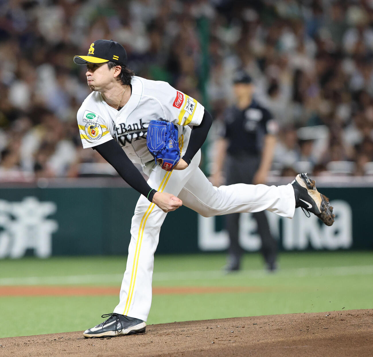 ソフトバンク対西武　先発のソフトバンク上沢直之（撮影・梅根麻紀）