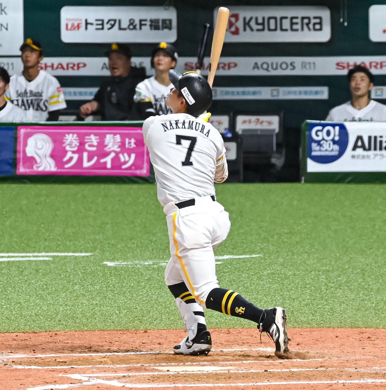 ソフトバンク対西武　7回裏ソフトバンク無死、中村晃は二飛に終わる