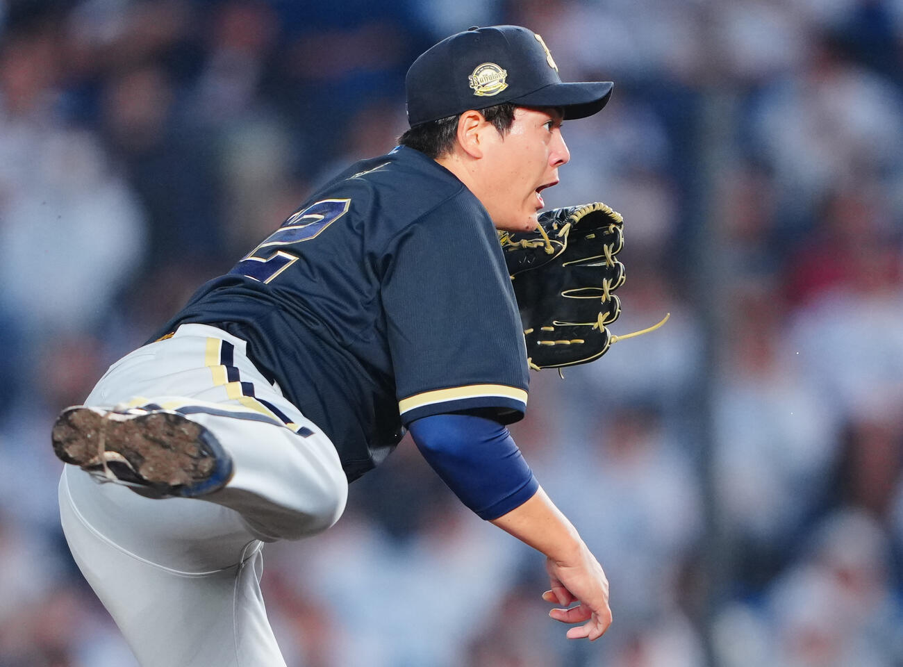 ロッテ対オリックス　力投するオリックス先発九里亜蓮（撮影・垰建太）