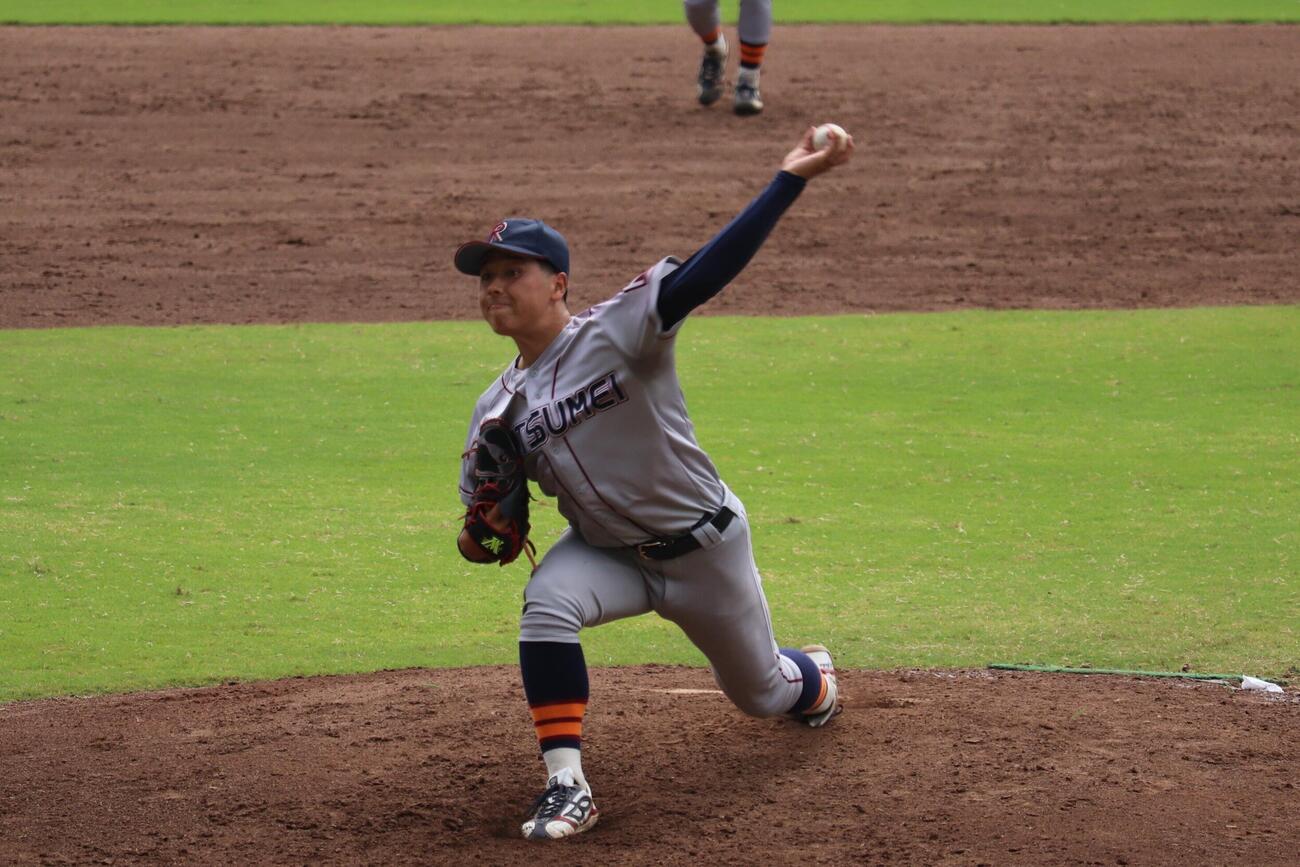 京大対立命大　京大戦に先発し好投した立命大・有馬伽久（撮影・佐藤妙月）