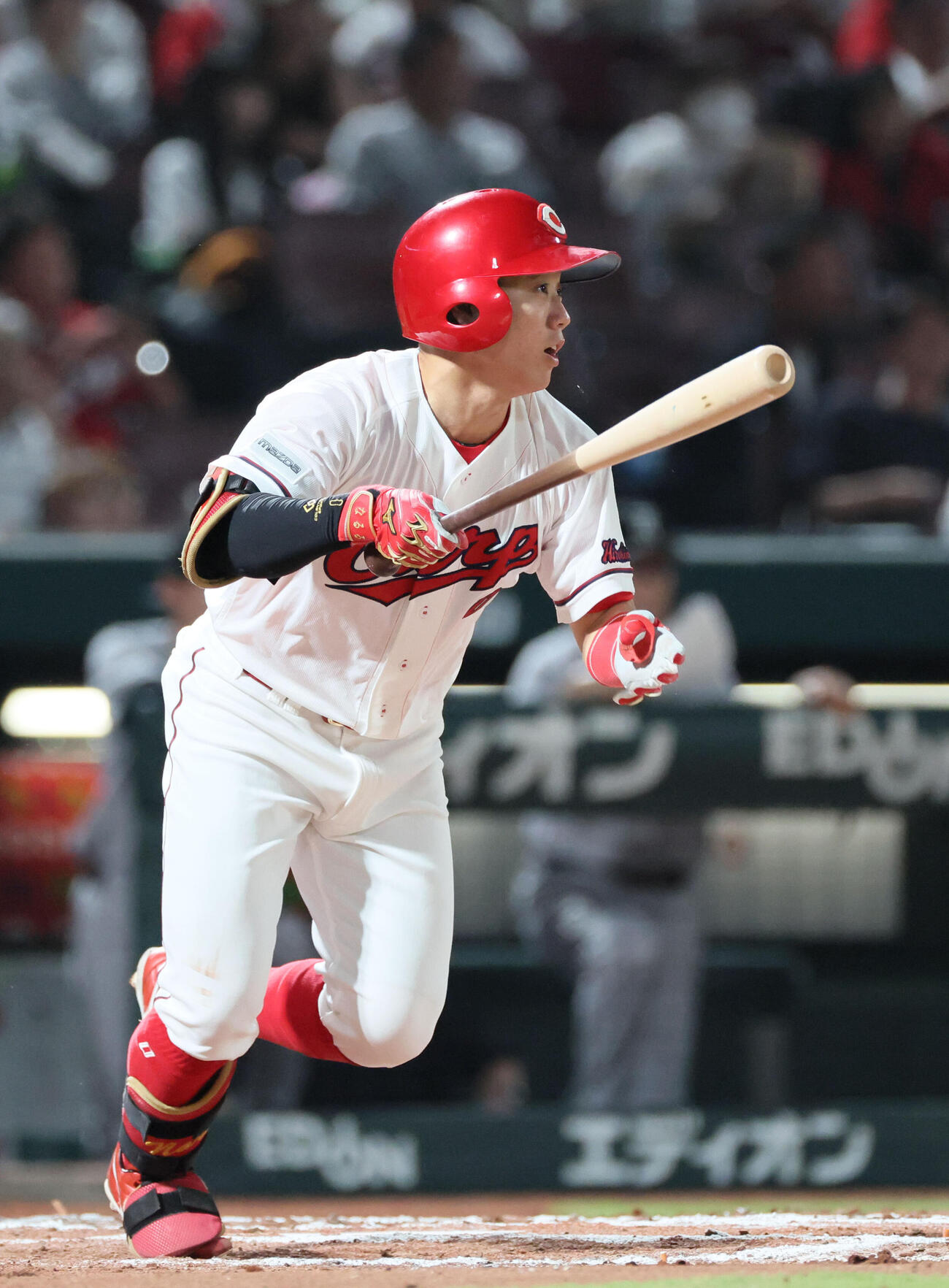 広島対巨人　7回裏広島2死、勝田成は中前打を放つ（撮影・加藤孝規）