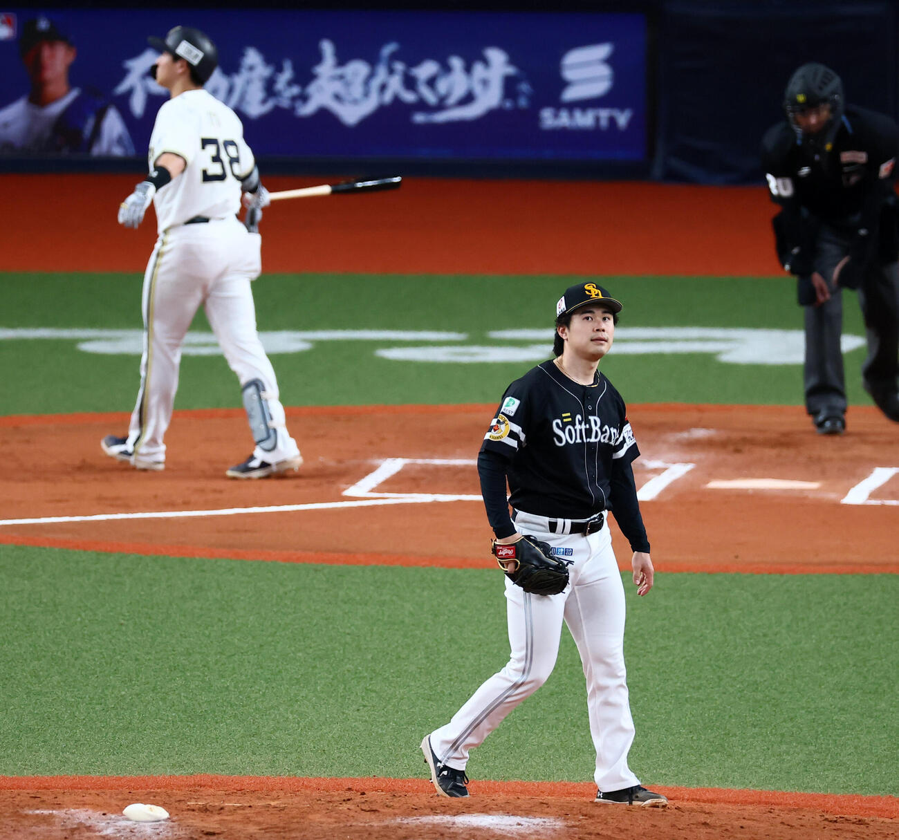 オリックス対ソフトバンク　6回裏オリックス1死、松本晴は来田涼斗を三振に仕留める（撮影・加藤哉）