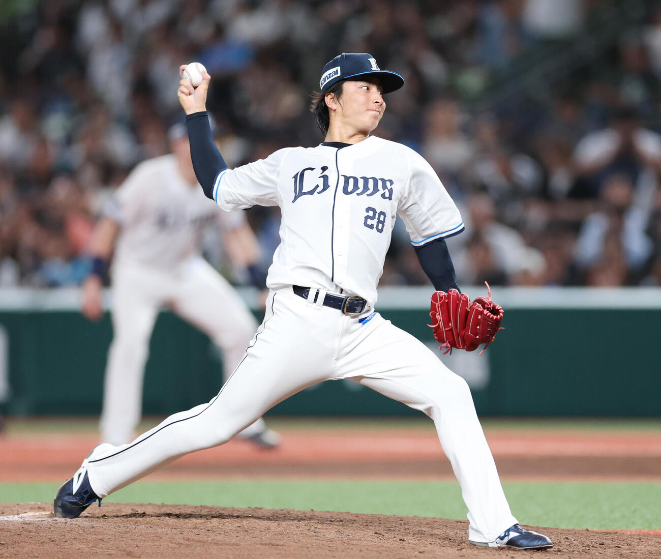 西武対ロッテ　西武4番手で登板し力投する森脇亮介（撮影・増田悦実）