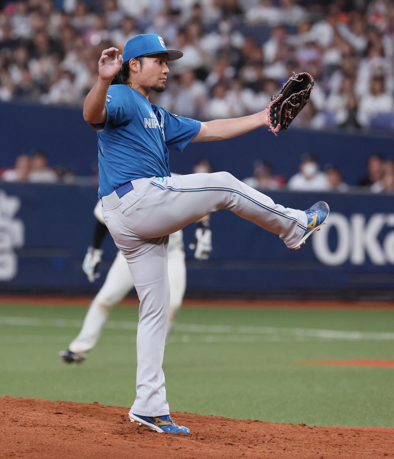 オリックス対日本ハム　8回裏オリックス攻撃終了、日本ハム伊藤大海は、ピンチを切り抜け無失点に抑える（撮影・宮崎幸一）