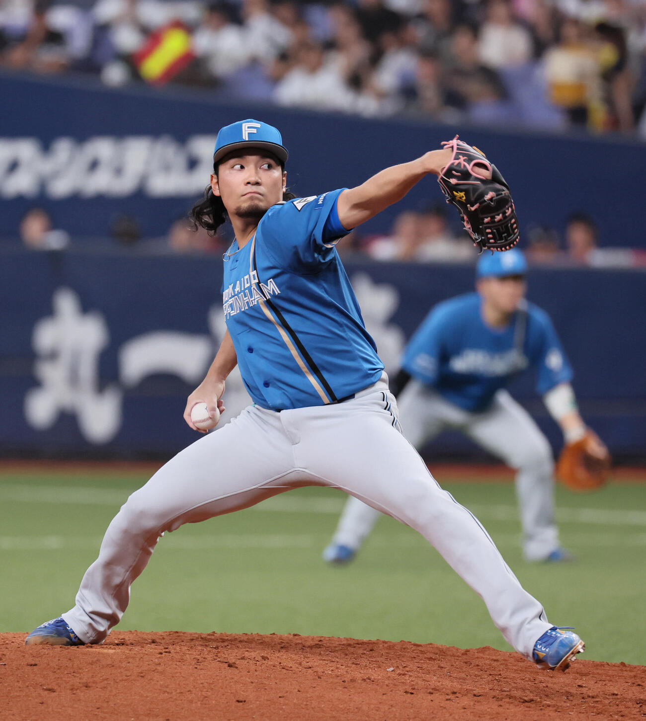 オリックス対日本ハム　8回裏オリックス攻撃終了、日本ハム伊藤大海は、ピンチを切り抜け無失点に抑える（撮影・宮崎幸一）