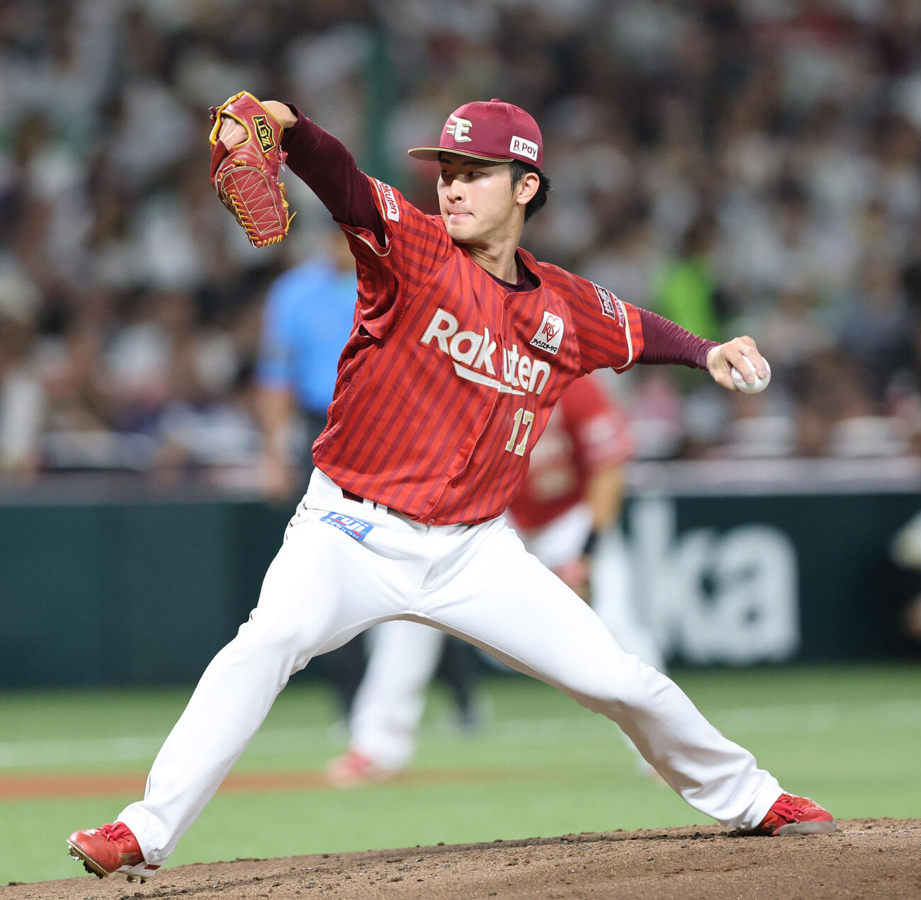 ソフトバンク対楽天　楽天先発の古謝樹（撮影・梅根麻紀）