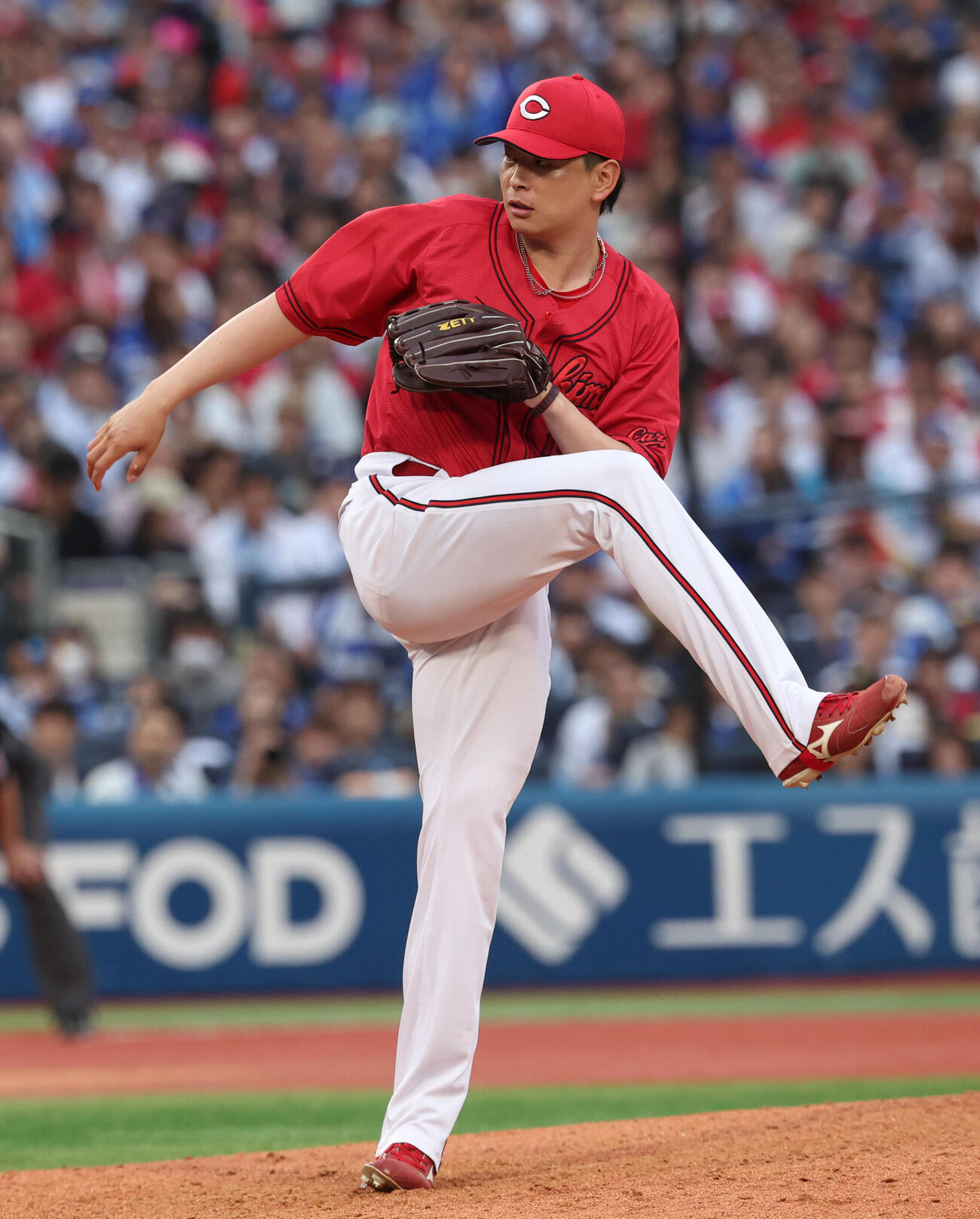 DeNA対広島　8回から登板しDeNA打線を無失点に抑え勝ち投手になった大瀬良大地（撮影・水谷安孝）