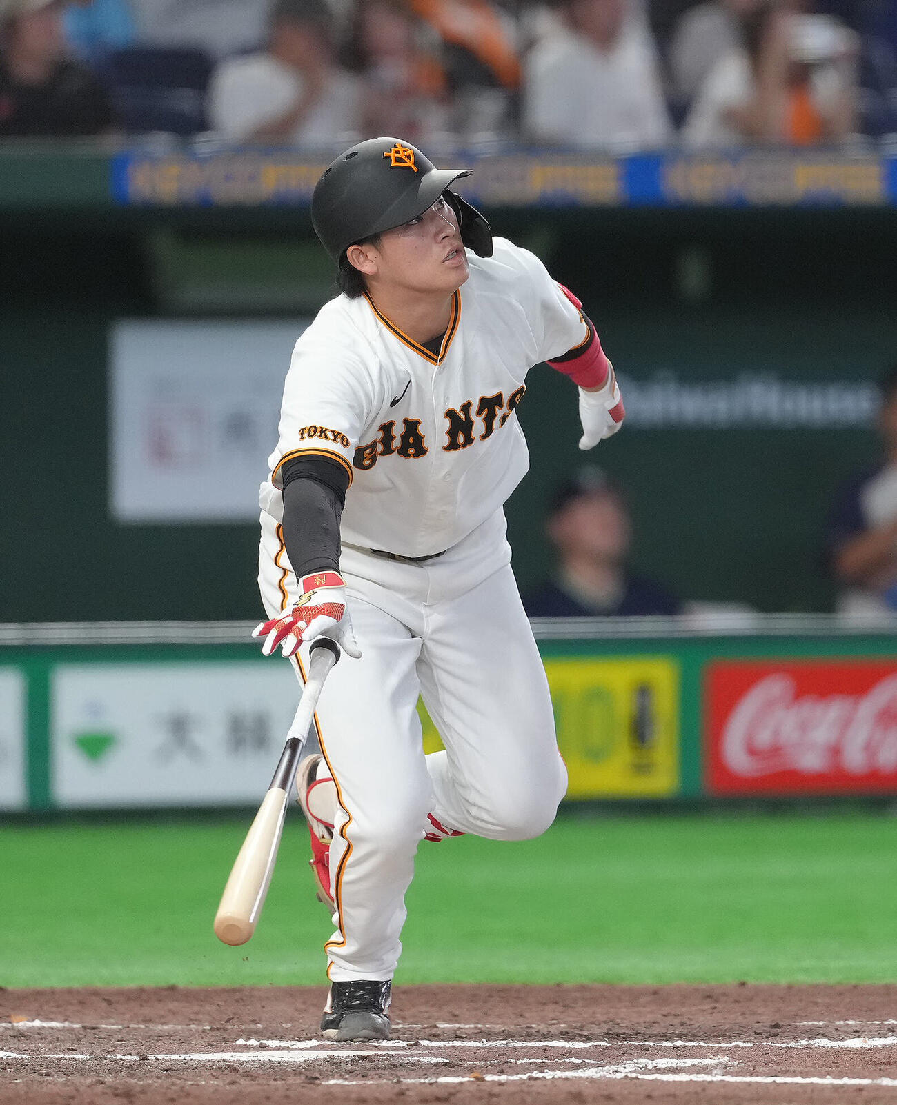巨人対ヤクルト　6回裏巨人無死、増田陸は右越え本塁打を放つ（撮影・足立雅史）