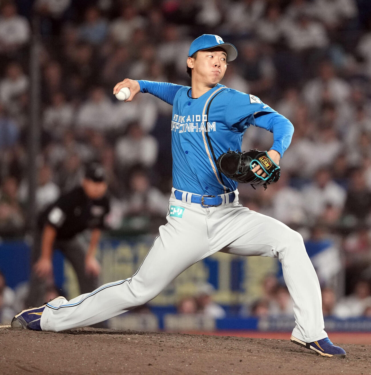 ロッテ対日本ハム　8回途中からマウンドに上がった日本ハム大川慈英（撮影・たえ見朱実）