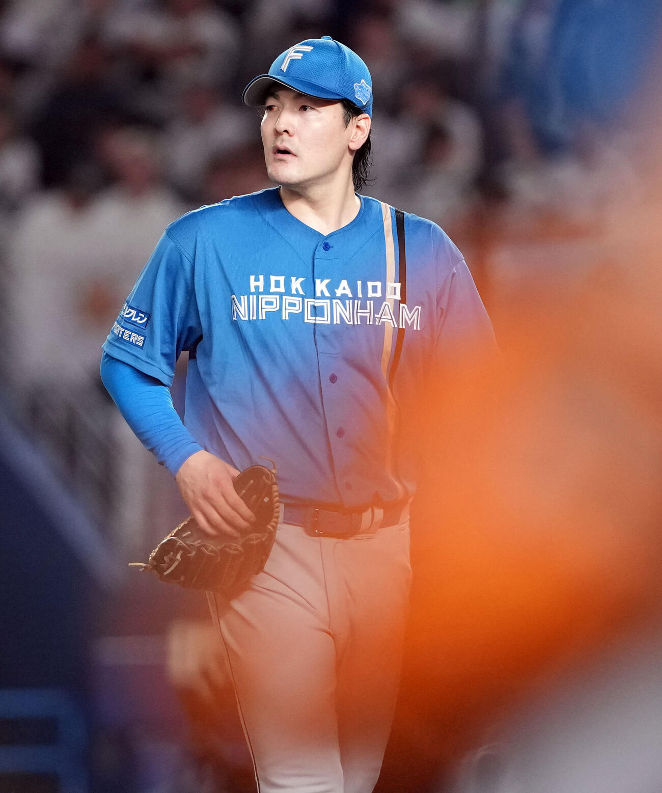 ロッテ対日本ハム　4回裏、3失点目を喫し4－1と突き放される日本ハムの先発有原航平（撮影・たえ見朱実）