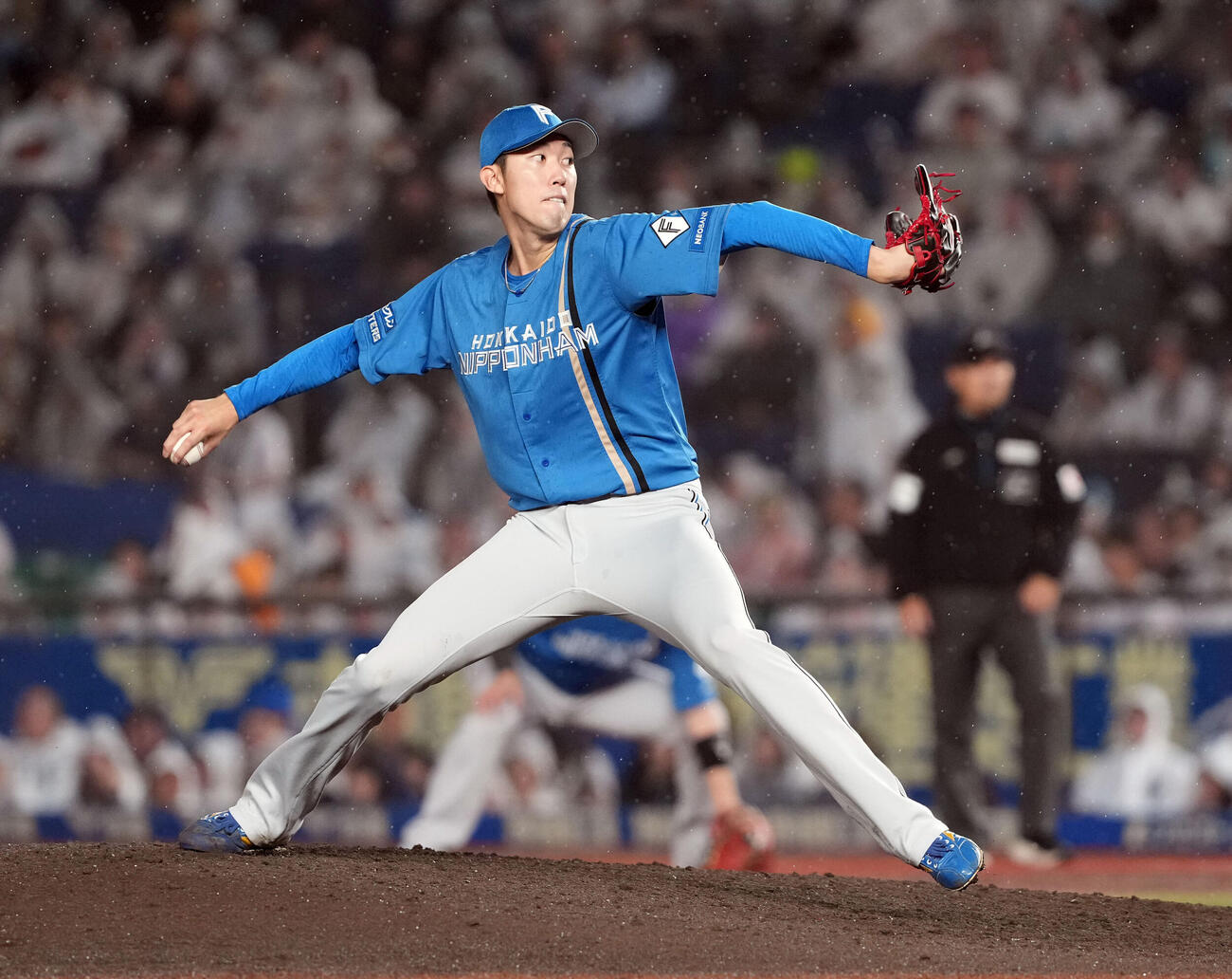 ロッテ対日本ハム　力投する日本ハムの先発福島蓮（撮影・たえ見朱実）