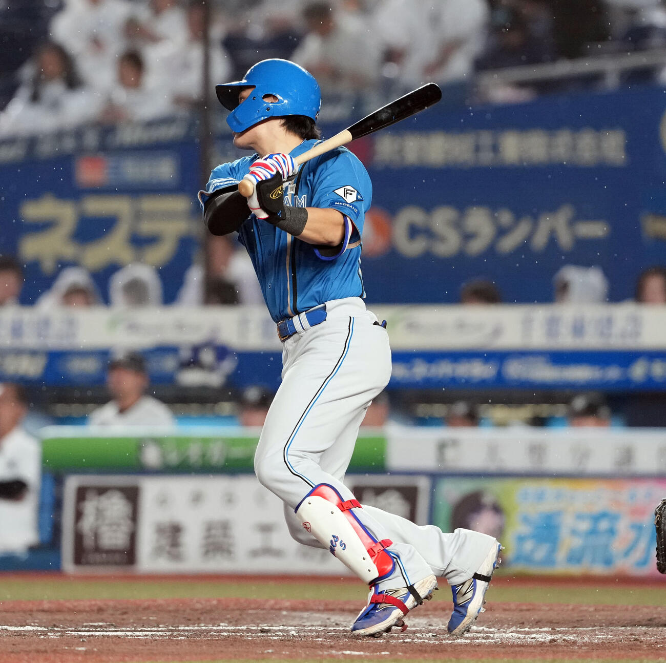 ロッテ対日本ハム　3回表日本ハム2死三塁、先制の適時打を放つ野村佑希（撮影・たえ見朱実）