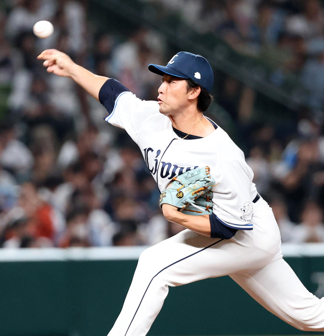 西武対楽天　7回表楽天の攻撃で登板した中村祐太（撮影・浅見桂子）