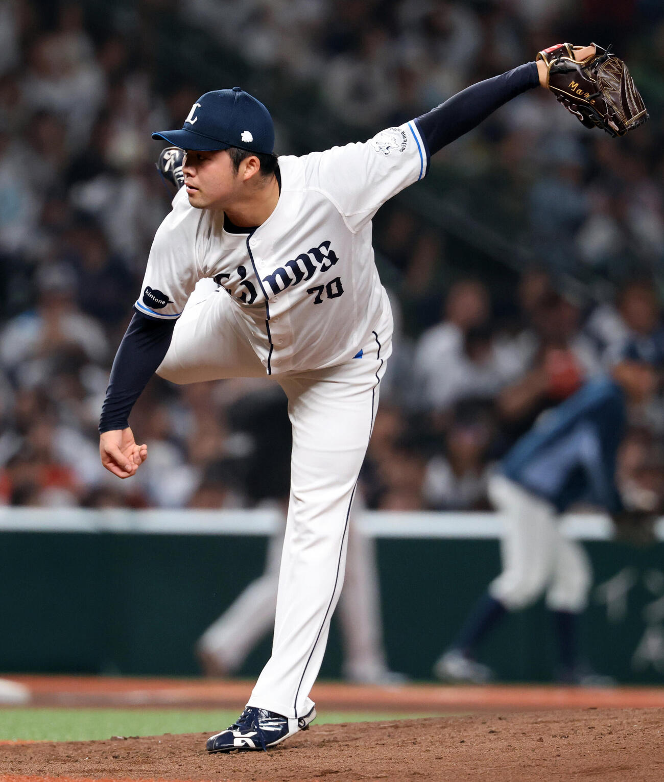 西武対楽天　3回表楽天の攻撃で登板した豆田泰志（撮影・浅見桂子）