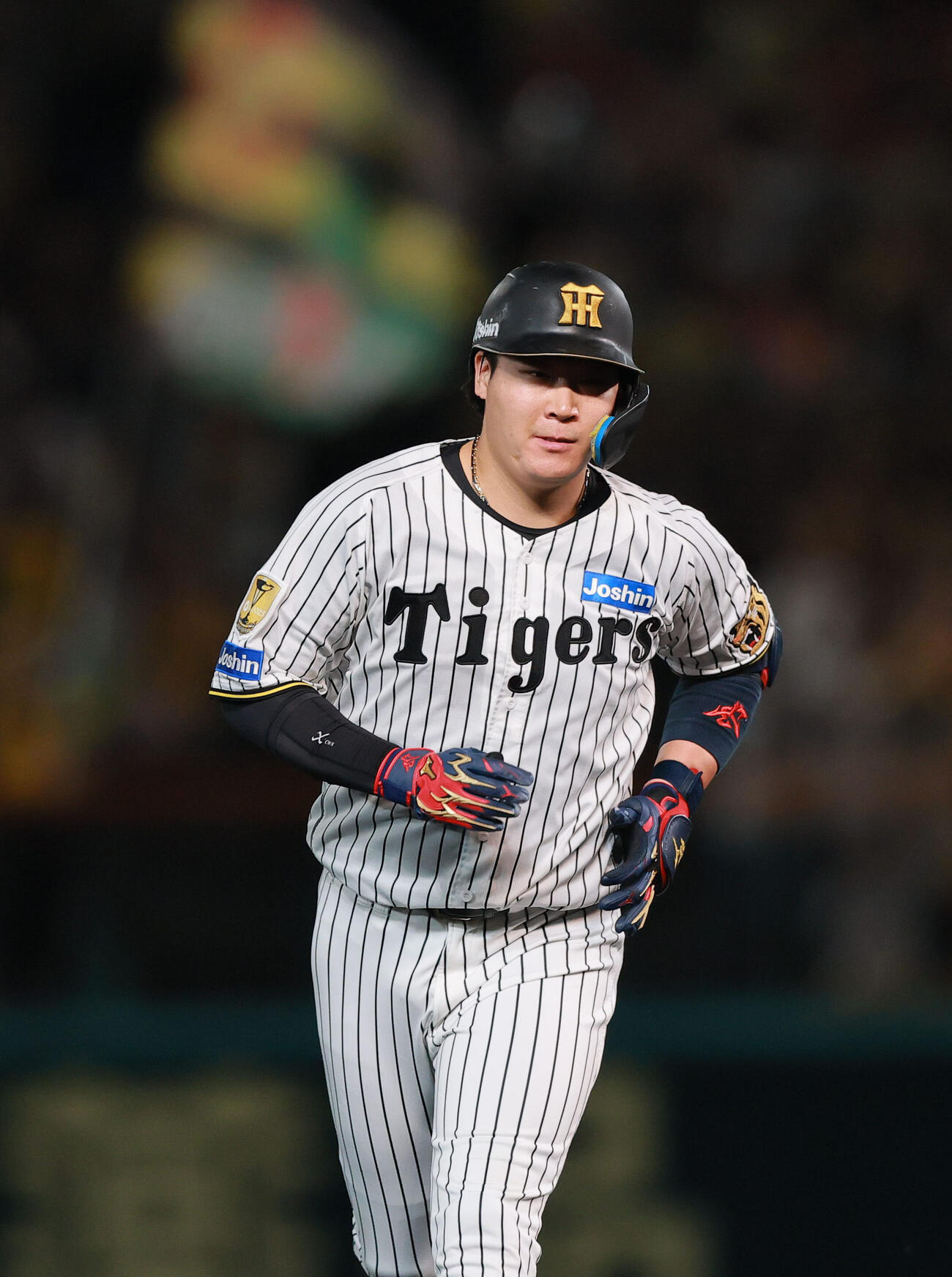 阪神対ヤクルト　2回裏阪神1死、大山悠輔はソロ本塁打を放ちダイヤモンドを1周する（撮影・上山淳一）