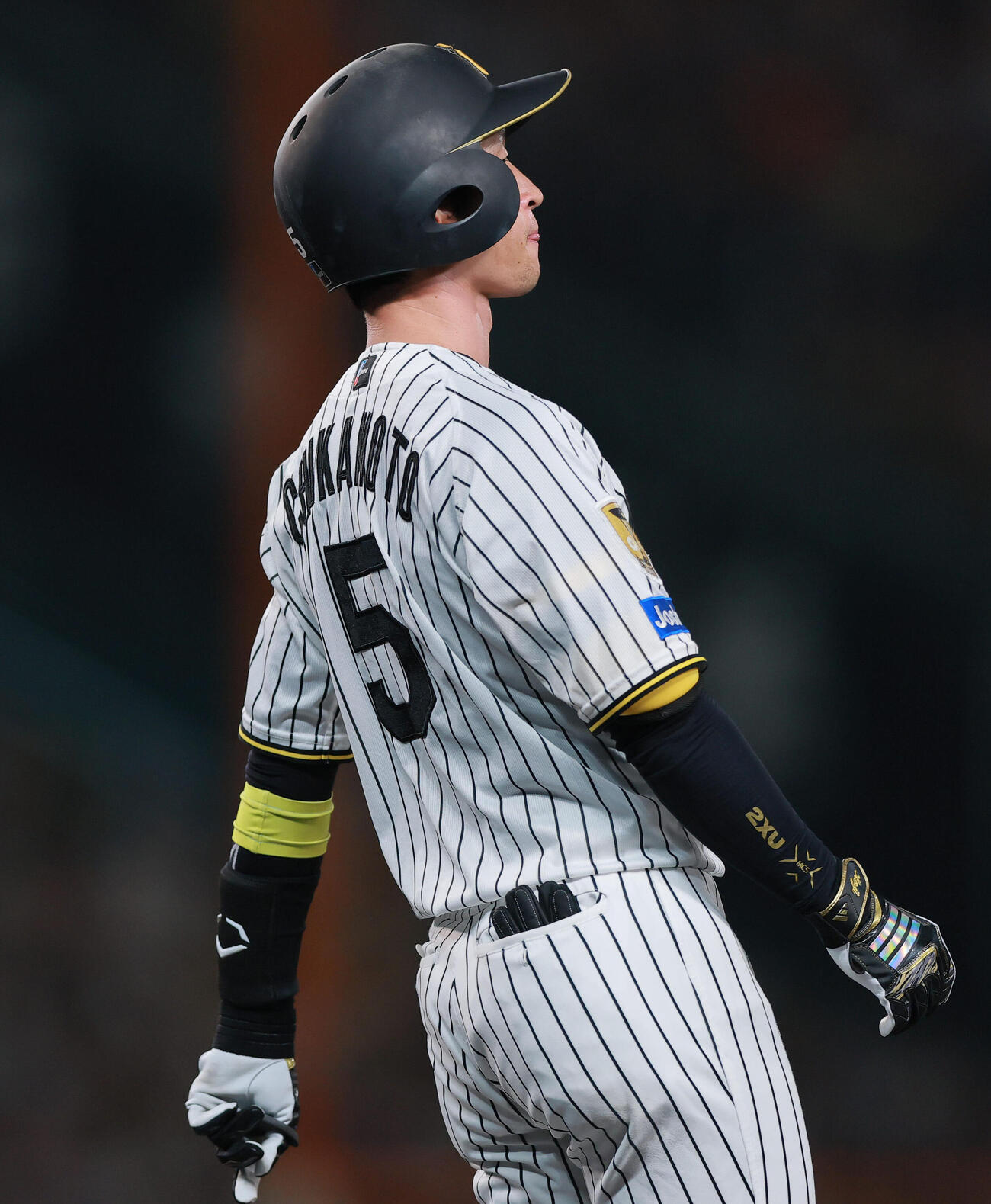 阪神対巨人　2回裏阪神2死二、三塁、近本光司は右飛に倒れる（撮影・上山淳一）