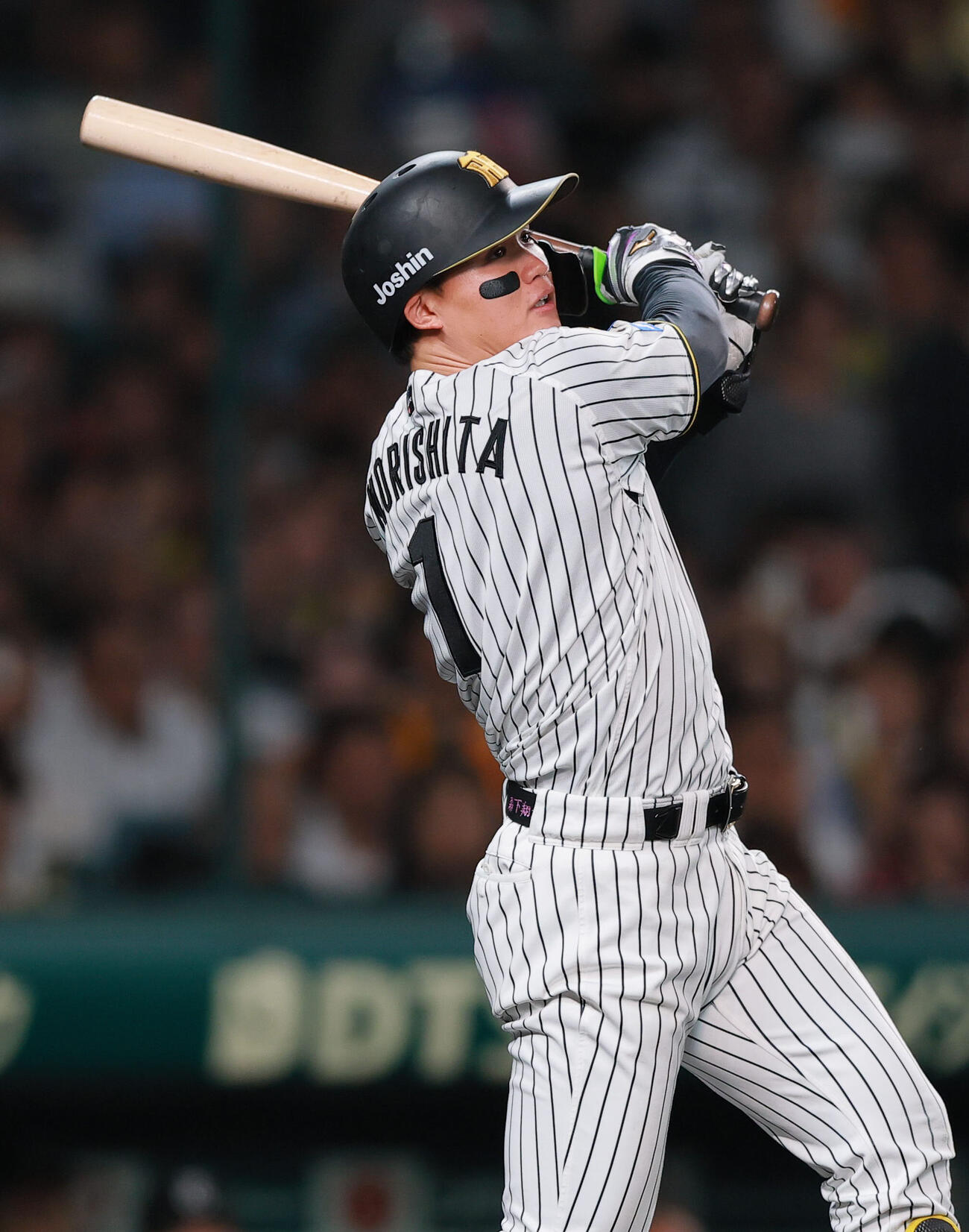 阪神対巨人　3回裏阪神1死、森下翔太は安打を放つ（撮影・上山淳一）
