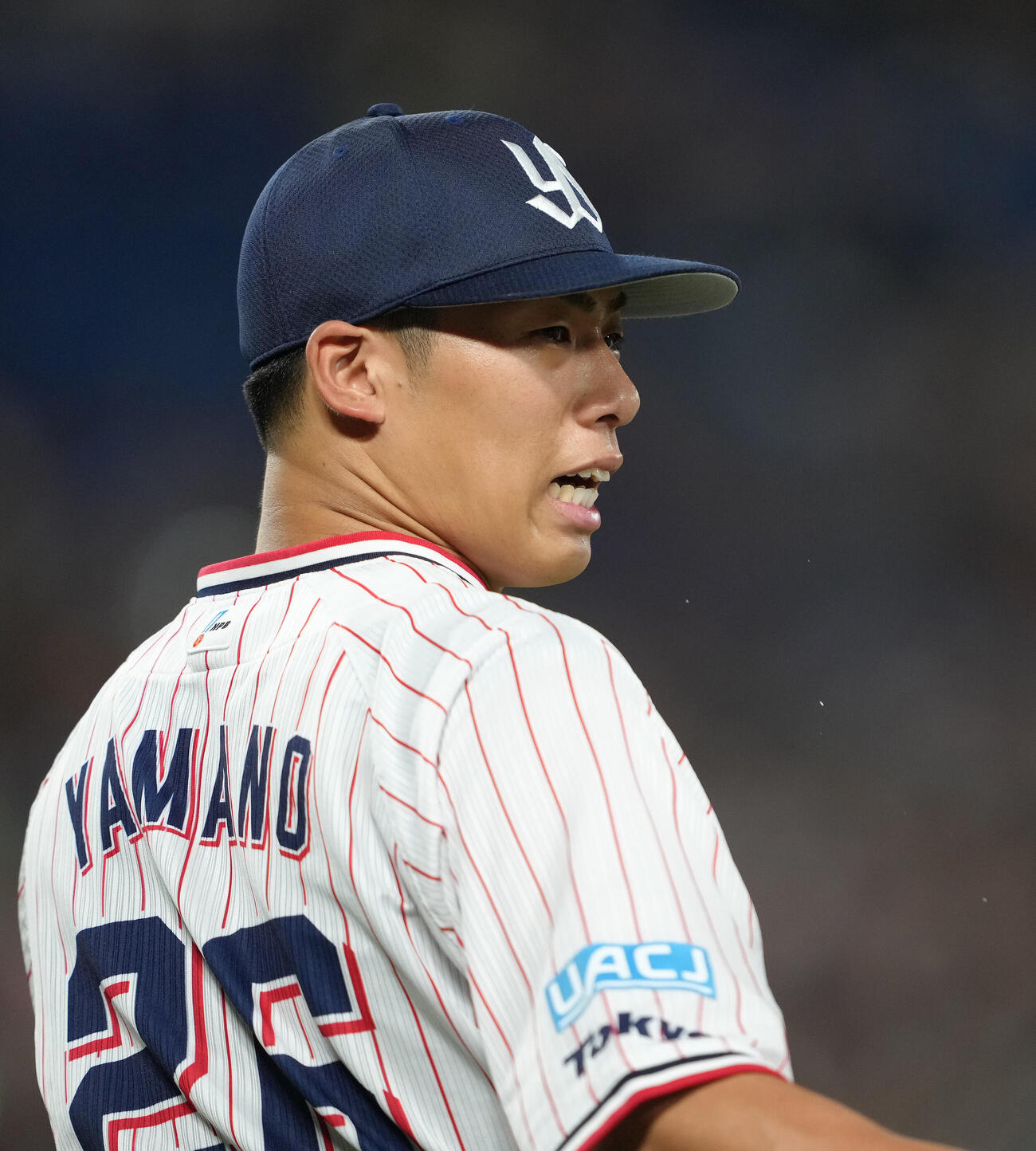 ヤクルト対巨人　7回を1失点で終えたヤクルト山野太一（撮影・足立雅史）