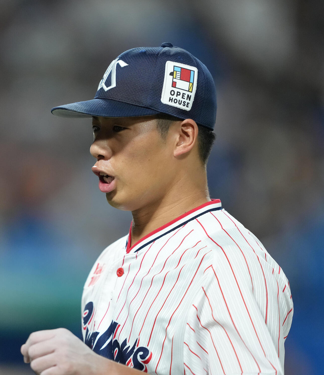 ヤクルト対巨人　初回の巨人の攻撃を無失点で抑えたヤクルト山野太一（撮影・足立雅史）
