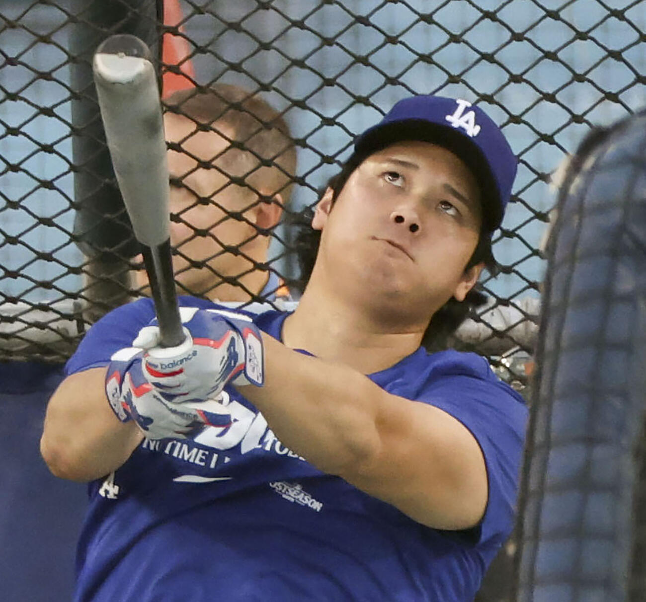打撃練習するドジャース・大谷＝ロサンゼルス（共同）